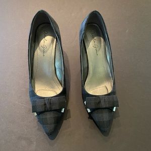Amelia Grace Plaid Bow Low Heels